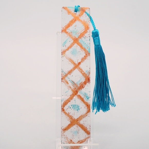 Copper Blue Criss Cross Handmade Resin Bookmark - Picture 5 of 9